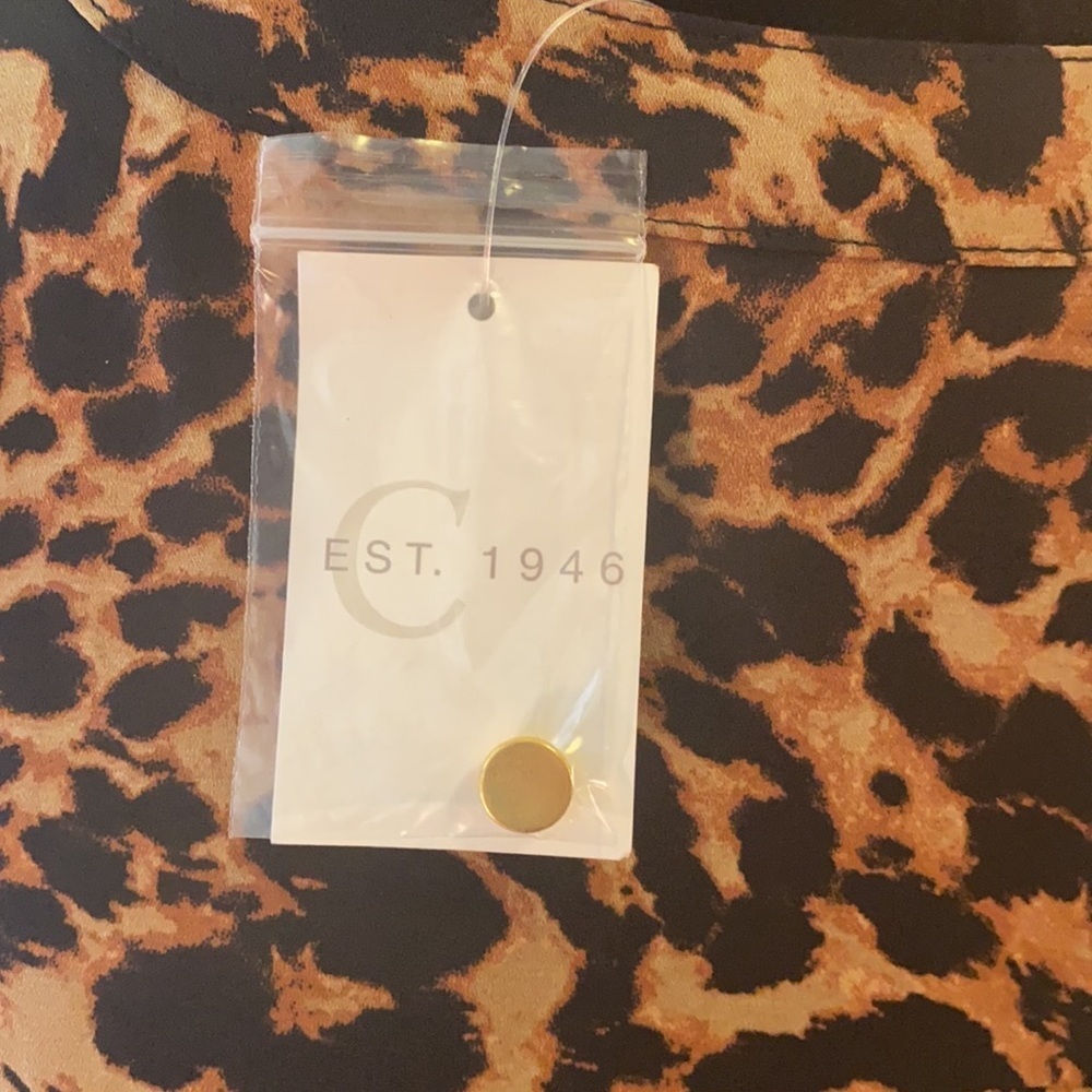 CATO Est. 1946 leopard animal print blouse gold metal SMALL​​ - Picture 7 of 14